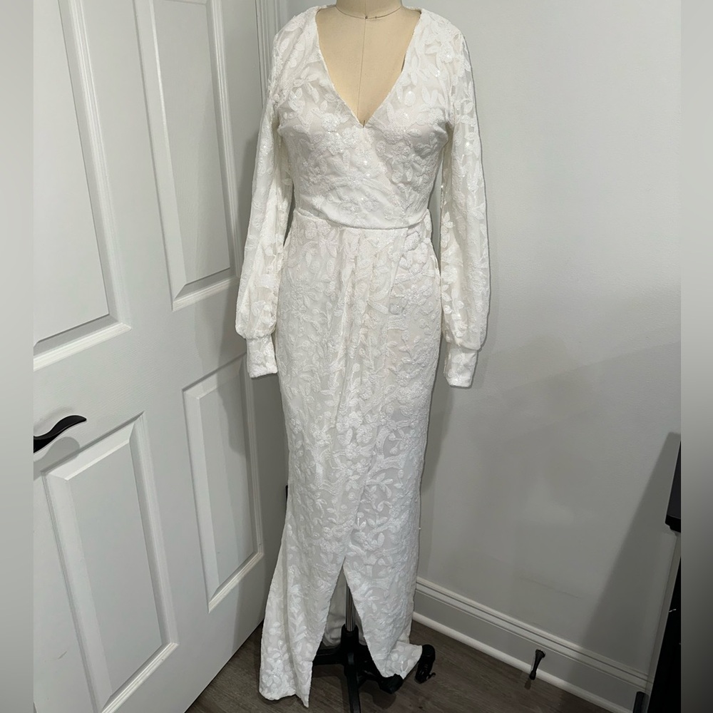Elegant White Sequin Dress